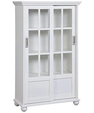 Ameriwood Home Aaron Lane Bookcase With Sliding Glass Doors White White 0 300x360
