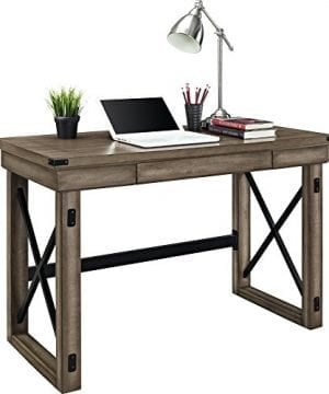 Ameriwood Home Wildwood Wood Veneer Desk Rustic Gray Farmhouse