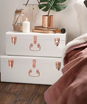 Beautify Cream Vintage Style Steel Metal Storage Trunk Set Lockable And Decorative With Rose Gold Handles College Dorm Farmhouse Goals Hi guys, if you follow me on instagram you'll know that we have been decorating our bedroom. beautify cream vintage style steel metal storage trunk set lockable and decorative with rose gold handles college dorm