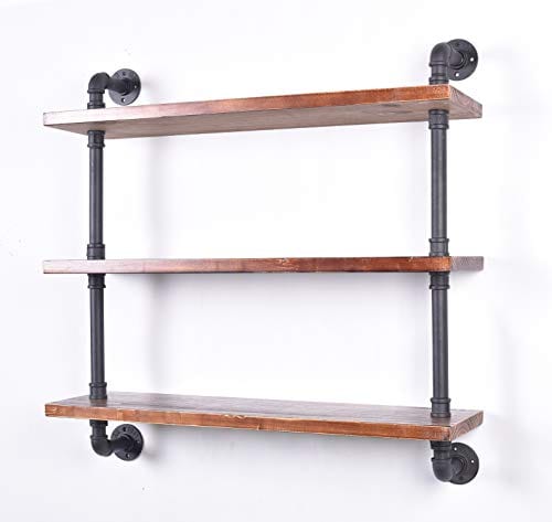 Diwhy Industrial Pipe Shelving Bookshelf Rustic Modern Wood Ladder