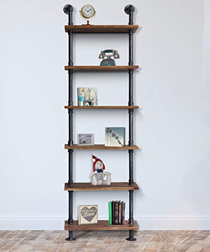 Diwhy Industrial Pipe Shelves Rustic Modern Wood Ladder Bookcase With Metal Frame Pipe Wall Shelf Wood Storage Home Farmhouse Goals