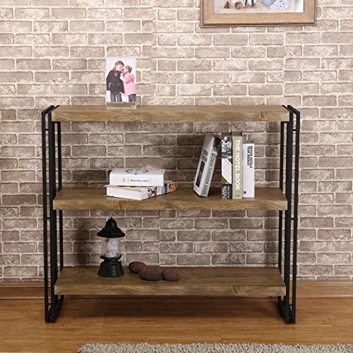 Fivegiven 3 Tier Bookshelf Rustic Industrial Bookcase With Modern