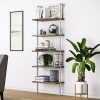 Nathan James 65502 Theo Wood Ladder Bookcase Rustic Wood And Metal Frame WhiteBrown 0 100x100