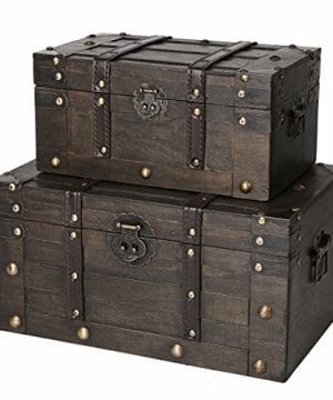 Slpr Alexander Wooden Chest Set Of 2 Decorative Storage Trunk With Lid Rustic Brown Antique Wood Chest Farmhouse Goals