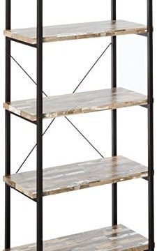 Skelton 4 Shelf Bookcase With Metal Frame Salvaged Cabin And Black 0 225x360