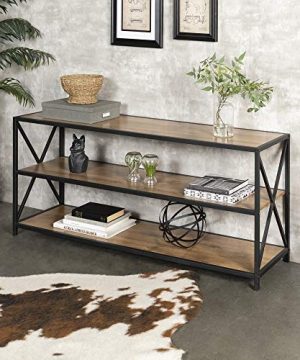 WE Furniture Industrial Bookshelf Powder Coated Steel Barnwood One Size 0 300x360