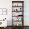 Shaofu 5 Tier Industrial Style Bookshelf And Bookcase Vintage 5 Shelf Industrial Bookshelf Furniture US Stock 0 0 100x100