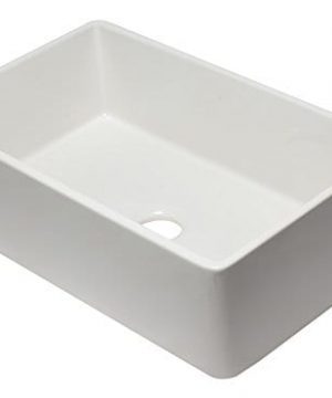 ALFI Brand AB3320SB W 33 Inch White Reversible Single Fireclay Farmhouse Kitchen Sink 0 300x360