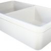 ALFI Brand AB512 32 Inch Double Bowl Fireclay Farmhouse Kitchen Sink With 1 34 Inch Lip White 0 100x100