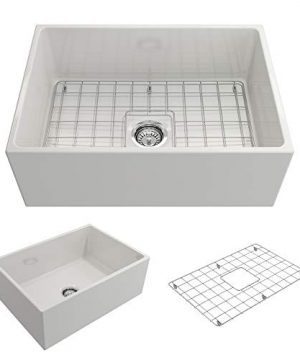 Contempo-Farmhouse-Apron-Front-Fireclay-27-in-Single-Bowl-Kitchen-Sink-with-Protective-Bottom-Grid-and-Strainer-in-White-0