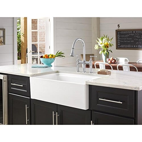 Elkay Fireclay SWUF3320WH Double Bowl Farmhouse Sink With Aqua Divide 0 0