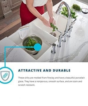 Elkay Fireclay SWUF3320WH Double Bowl Farmhouse Sink With Aqua Divide 0 3 300x360