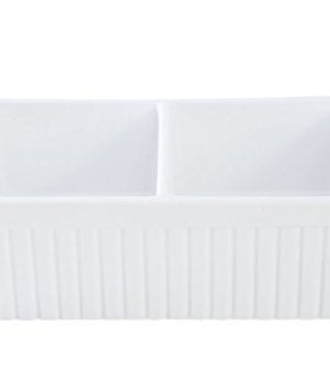 Farmhouse Kitchen Sink White Double Bowl Fireclay With Apron Front Undermount Installation Reversible Smooth Fluted 33 Inches 0 4 300x334