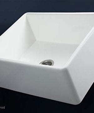 Luxury 26 Inch Pure Fireclay Modern Farmhouse Kitchen Sink In White Single Bowl With Flat Front Includes Stainless Steel Drain FSW1000 By Fossil Blu 0 1 300x360
