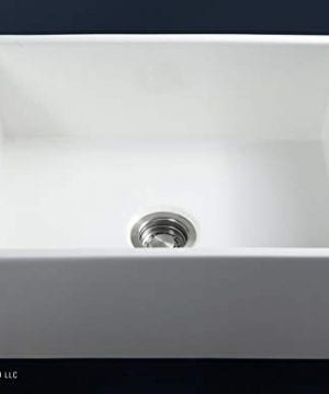 Luxury 26 Inch Pure Fireclay Modern Farmhouse Kitchen Sink In White Single Bowl With Flat Front Includes Stainless Steel Drain FSW1000 By Fossil Blu 0 2 300x360
