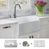 Luxury-30-inch-Pure-Fireclay-Modern-Farmhouse-Kitchen-Sink-in-White-Single-Bowl-Flat-Front-includes-Stainless-Steel-Grid-and-Drain-FSW1001-by-Fossil-Blu-0