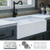 Luxury-33-inch-Pure-Fireclay-Modern-Farmhouse-Kitchen-Sink-in-White-Double-Bowl-Flat-Front-includes-Stainless-Steel-Grids-and-Drains-FSW1003-by-Fossil-Blu--0