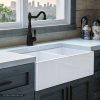 Luxury-33-inch-Pure-Fireclay-Modern-Farmhouse-Kitchen-Sink-in-White-Double-Bowl-with-Flat-Front-includes-Stainless-Steel-Drains-FSW1003-by-Fossil-Blu--0