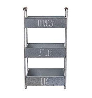 Rae Dunn 3 Tier Desk Organizer Galvanized Steel Caddy With Wood Accents Tabletop Or Floor Standing Design Chic And Stylish Metal Storage Bin For Office Home Or Kitchen 0 300x320