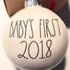 Rae Dunn By Magenta BABYS FIRST 2018 Ceramic LL Round Bulb Christmas Tree Ornament 0 100x100