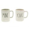 Rae Dunn MINE And YOURS Coffee Mug Set Artisan Collection By Magenta Funny Cute Home Decor Husband Wife Couple Wedding Anniversary Gift Present 0 100x100