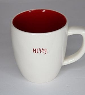 Rae Dunn Magenta Ceramic Large Mug Cursive Merry CreamRed 0 300x333