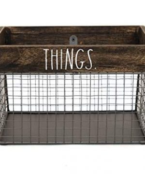 Rae Dunn By Designstyles Wire Storage Basket Metal And Solid Wood Organizer Decorative Folder Bin For Office Bedroom Living Room Closet And More 0 300x360