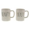 Rae Dunn By Magenta BEAUTY And BEAST In Large Letters 2 Mug Set In Box Coffee Tea 0 100x100