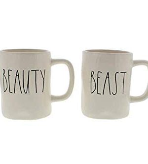 Rae Dunn By Magenta BEAUTY And BEAST In Large Letters 2 Mug Set In Box Coffee Tea 0 300x333