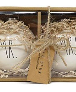 Rae Dunn By Magenta Set Of 2 MR MRS Ceramic LL Round Bulb Christmas Tree Ornaments 0 250x300
