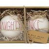 Rae Dunn By Magenta Set Of 2 Naughty Nice Ceramic LL Red Letter Round Bulb Christmas Tree Ornaments 0 100x100