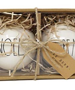 Rae Dunn By Magenta Set Of 2 Noel Peace Ceramic LL Round Bulb Christmas Tree Ornaments 0 250x300