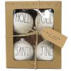 Rae Dunn By Magenta Set Of 4 Holly Jolly Santa Jingle Ceramic LL Round Bulb Christmas Tree Ornaments 0 100x100