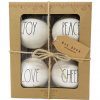 Rae Dunn By Magenta Set Of 4 Joy Peace Love Cheer Ceramic LL Round Bulb Christmas Tree Ornaments 0 100x100