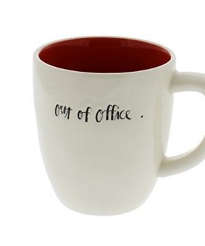 Rae Dunn By Magenta Hand Written OUT OF OFFICE With Red Orange Interior New Style Coffee Mug 0 300x360