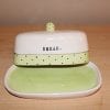 Rae Dunn By Magenta Typeset SMEAR Butter Dish With Green Border And Polka Dots 0 100x100