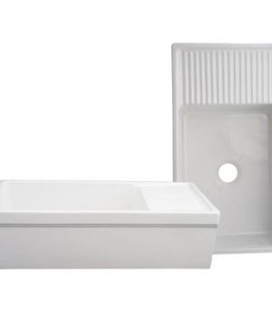 Whitehaus WHQD540 WHITE Farmhaus Quatro Alcove 36 Inch Reversible Fireclay Sink With Apron White 0 300x360