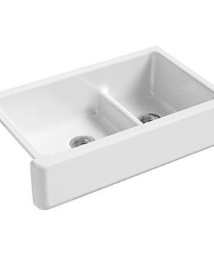 Whitehaven 35 1116 In X 21 916 In Self Trimming Smart Divide Undermount LargeMedium Double Bowl Kitchen Sink With Tall Apron White 0 300x360
