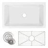 ZUHNE Ostia 30 Inch White Farmhouse Apron Single Bowl Fireclay Reversible Kitchen Sink With Grid Protector And Strainer 0 100x100