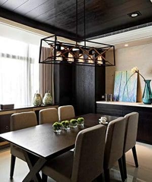 island light over dining table