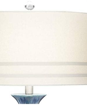 Annette Coastal Table Lamp Ceramic Blue Drip Vase Handcrafted Off White Oval Shade For Living Room Family Bedroom Possini Euro Design 0 1 300x360