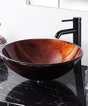 Aquaterior Modern Bathroom Round Artistic Tempered Glass Vessel Vanity Sink Bowl Basin Spa 0 300x360