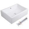 Aquaterior Rectangle White Porcelain Ceramic Bathroom Vessel Sink Bowl Basin With Chrome Drain And Overflow 0 100x100