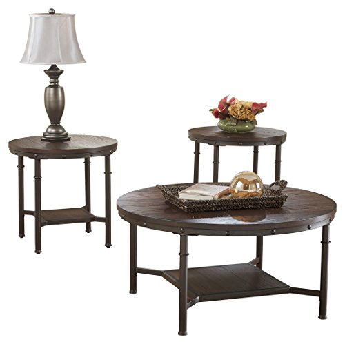Ashley Sandlingr Round Table Set, Round Coffee Table And End Tables