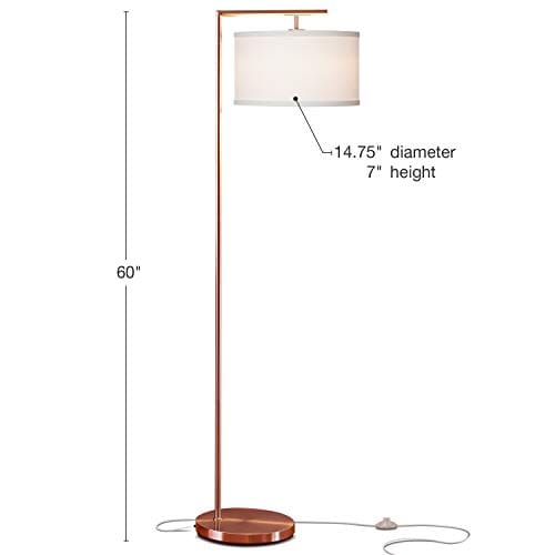 Brightech Montage Modern LED Floor Lamp For Living Room Standing Accent Light For Bedrooms Office Tall Pole Lamp With Hanging Drum Shade Rose Gold 0 0