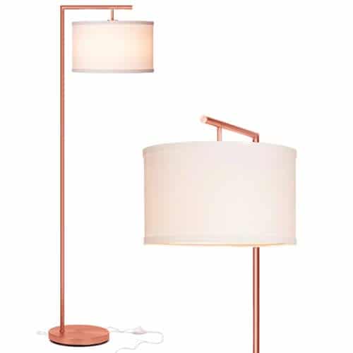 Brightech Montage Modern LED Floor Lamp For Living Room Standing Accent Light For Bedrooms Office Tall Pole Lamp With Hanging Drum Shade Rose Gold 0