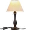 Brightech Noah LED Side Bedside Table Desk Lamp Traditional Elegant Black Wood Base Neutral Shade Soft Ambient Light For Bedroom Nightstand Living Room Office Incl LED Bulb Cord 0 100x100