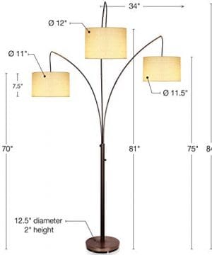Brightech Trilage Modern LED Arc Floor Lamp With Marble Base Free Standing Behind The Couch Lamp For Living Room 3 Hanging Lights Great For Reading Oil Rubbed Bronze 0 0 300x360