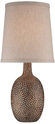 Chalane Rustic Accent Table Lamp Antique Bronze Hammered Texture Natural Beige Linen Shade For Living Room Family Bedroom 360 Lighting 0 0