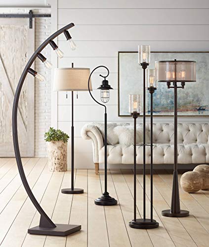 Durango Rustic Floor Lamp 3 Light Oiled Bronze Metal Brown Sheer Shade LED Edison Bulbs For Living Room Bedroom Franklin Iron Works 0 3
